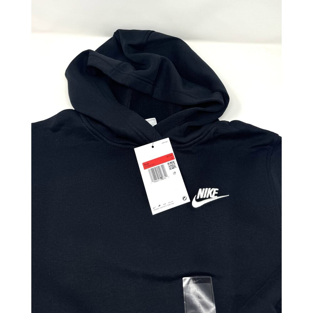 Nike Kid's Sportswear Club Fleece Pullover Hoodie, Black, Size L - Picture 3 of 4
